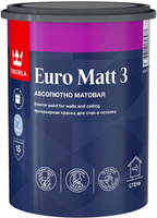 Tikkurila Euro Matt 3 акриловая краска для стен и потолков бесцветная (База С) 0.9 л