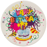 Набор бумажных тарелок Волшебная Страна "Happy Birthday" 6шт 23см 007149