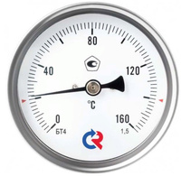Термометр Росма БТ-41.211 биметаллический осевой корпус 64мм 0-120°C клас 1.5 L=80мм G1/2" 00000002464