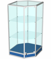 Витрина из профиля угловая (cтенка стекло) цвет синий 150x74x50см (арт.vs303sb)