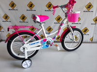 Детский велосипед 16 дюймов Timetry белый/розовый