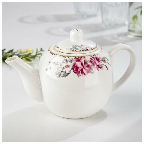 Чайник фарфоровый заварочный «Аделин», 800 мл, цвет белый Доляна