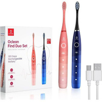 Набор электрических зубных щеток OCLEAN Find Duo Set F5002 насадки для щётки: 2шт, цвет:красный и синий [c01000545]